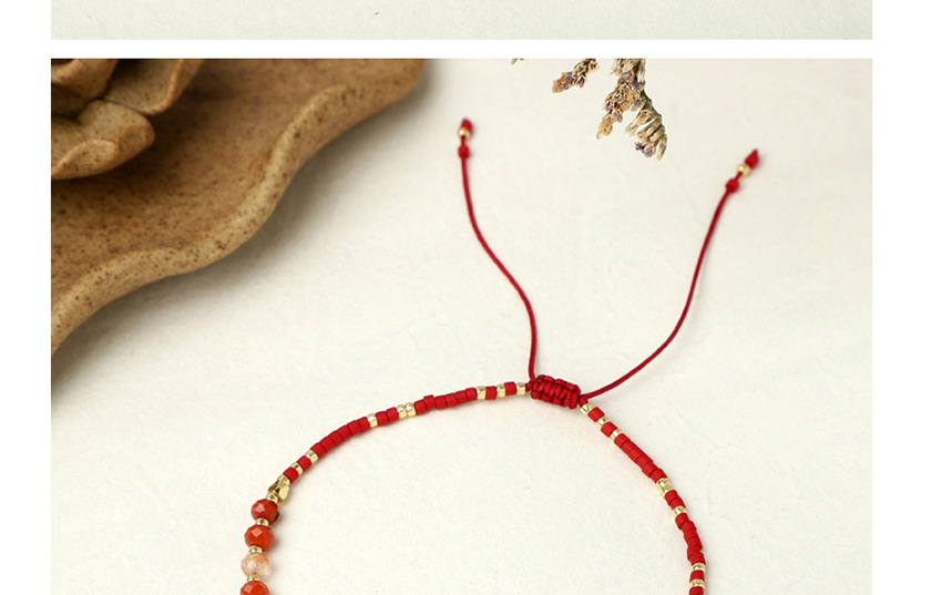 Fashion Pink + Red Rice Beads Hand-woven Gold Beads Semi-precious Stones Bracelet,Beaded Bracelet