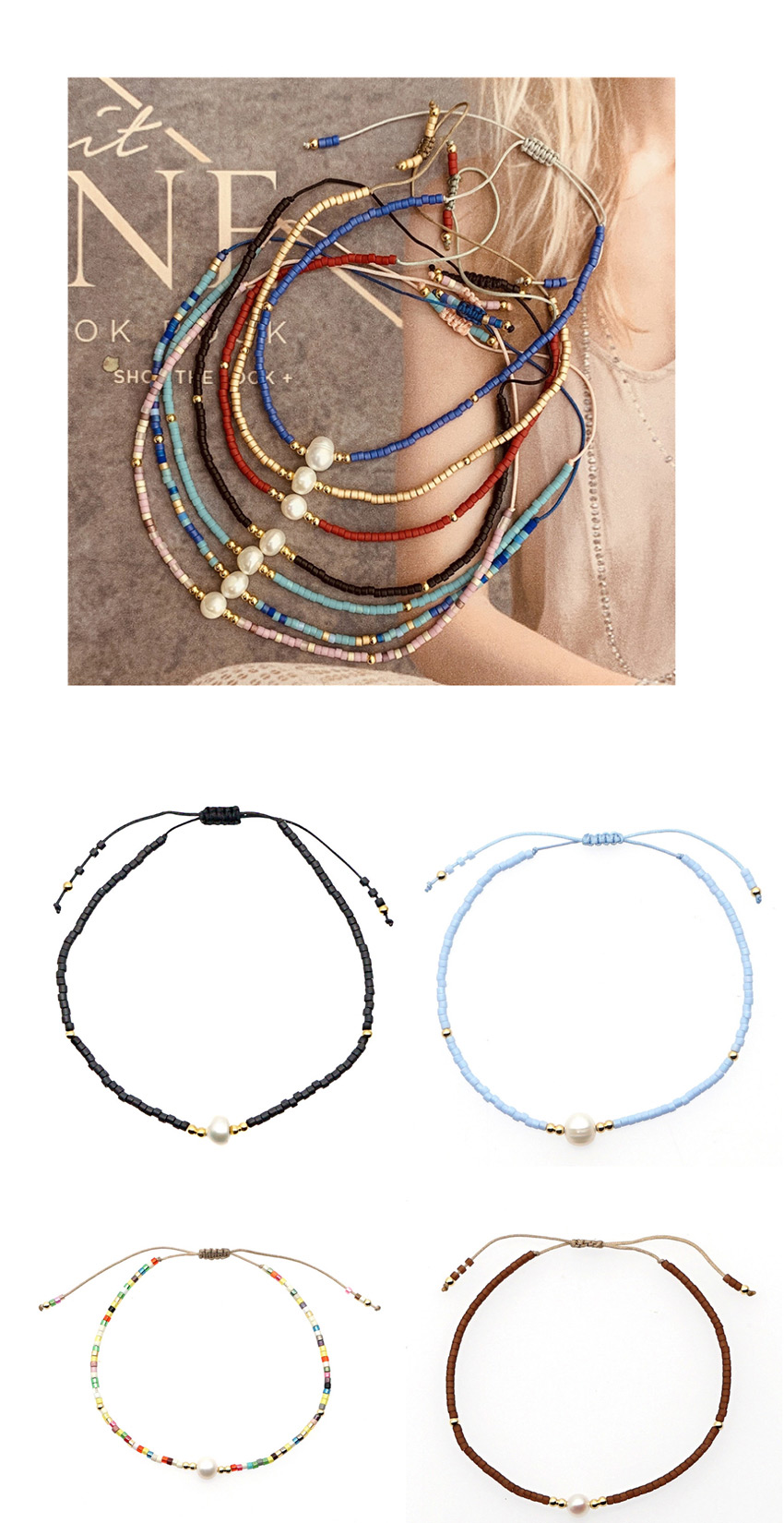 Fashion Black Rice Beads Hand-woven Natural Freshwater Pearl Bracelet,Beaded Bracelet