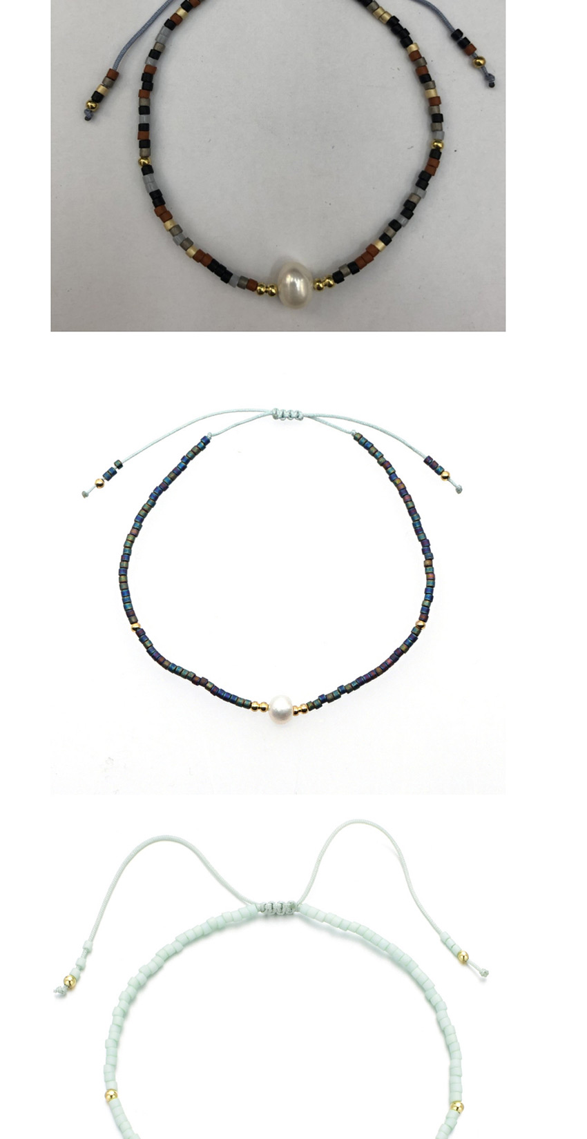 Fashion Navy Blue Rice Beads Hand-woven Natural Freshwater Pearl Bracelet,Beaded Bracelet