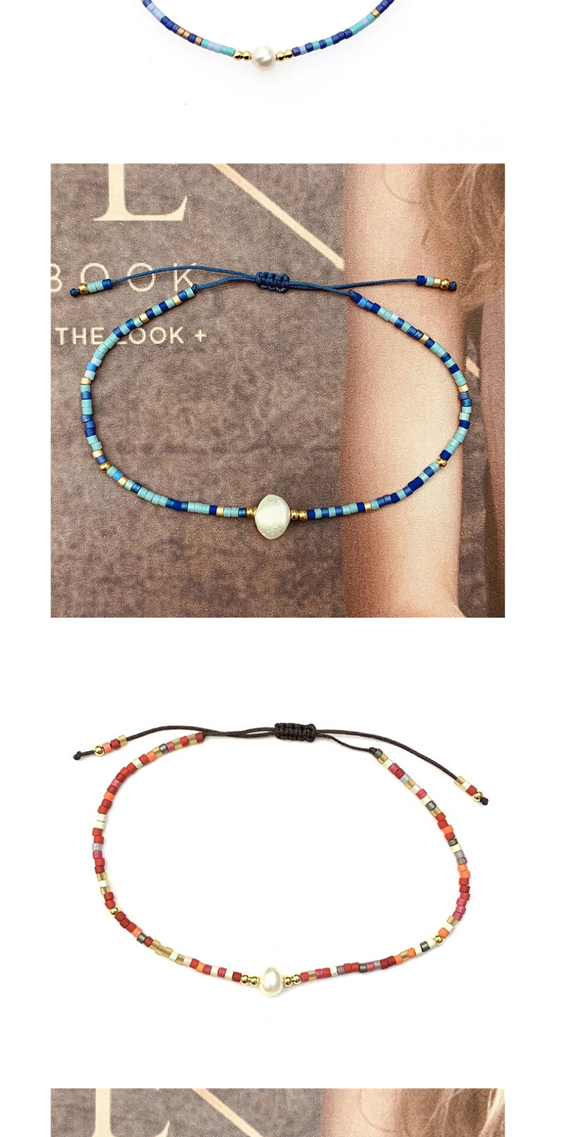 Fashion Navy Blue Rice Beads Hand-woven Natural Freshwater Pearl Bracelet,Beaded Bracelet