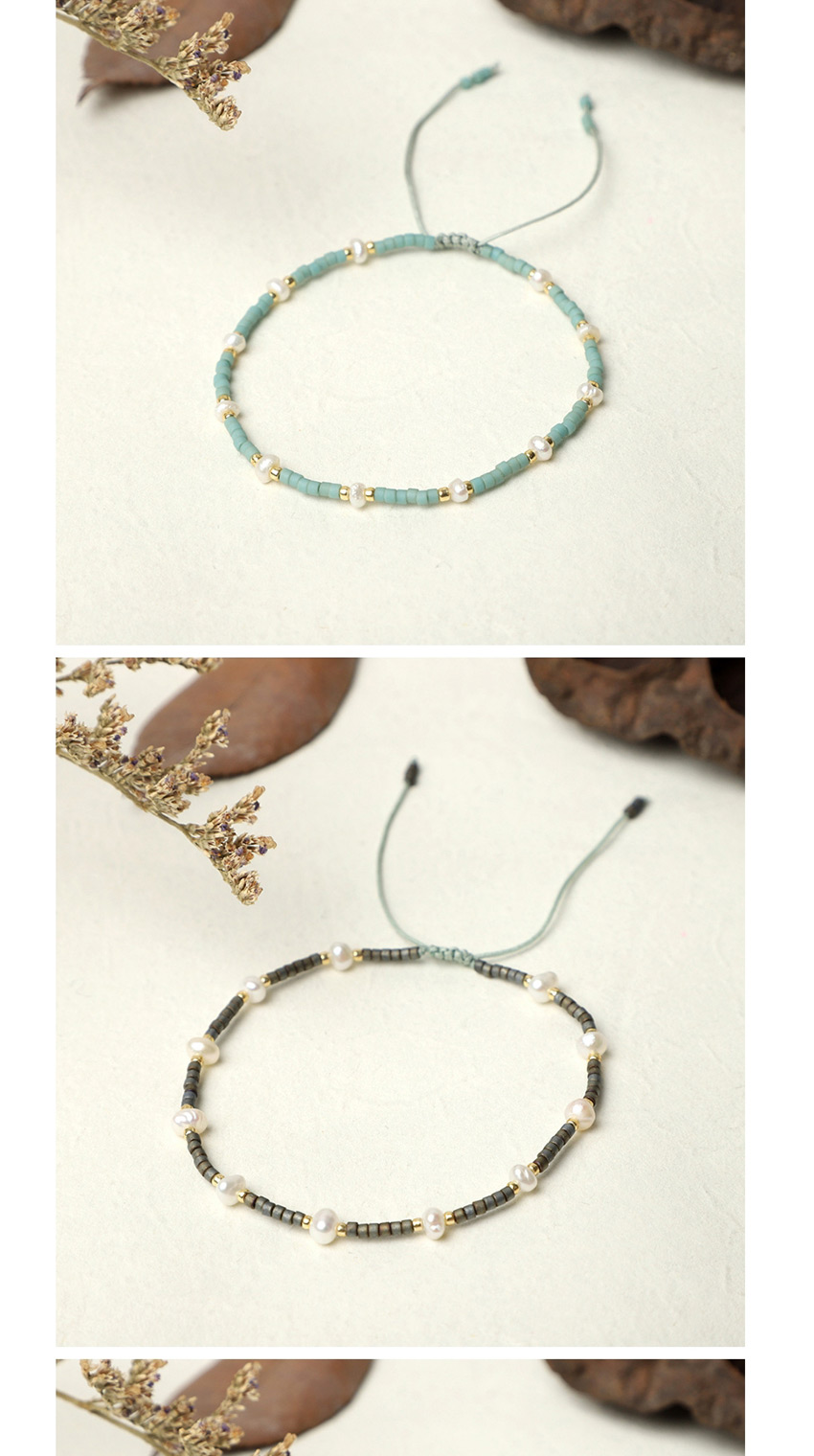 Fashion Sky Blue Rice Beads Hand-woven Natural Freshwater Pearl Bracelet,Beaded Bracelet