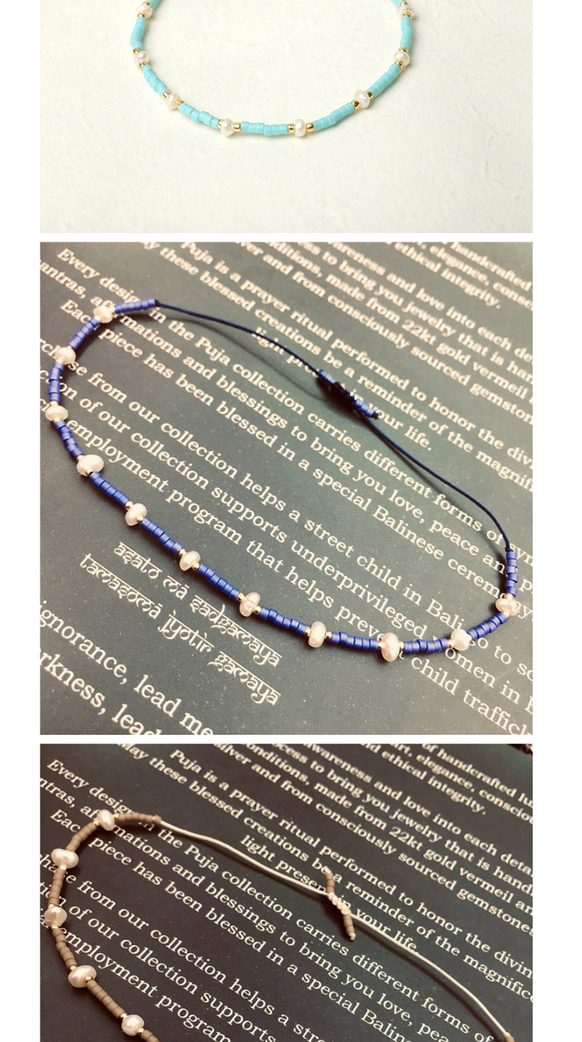 Fashion Blue Rice Beads Hand-woven Natural Freshwater Pearl Bracelet,Beaded Bracelet
