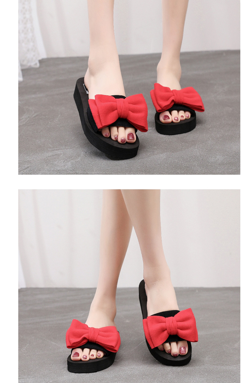 Fashion Blue Bowknot Shoes Soft Sole Non-slip Flat Drag (heel Height: Front 2 Back 3cm),Slippers