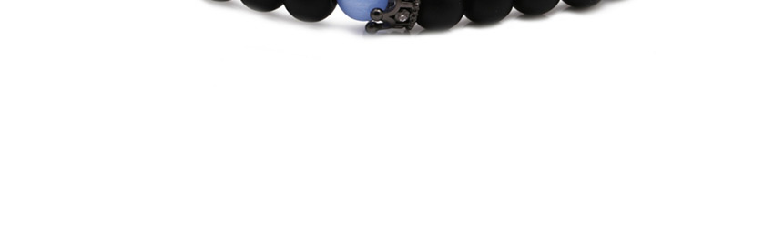 Fashion Frosted Stone (8mm) Matt Black Stone Crown Blue Cat Eye Beaded Elastic Bracelet,Fashion Bracelets