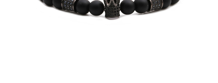 Fashion Matte Black Crown B (8mm) Frosted Stone Black Zirconium Crown Beaded Elastic Bracelet,Fashion Bracelets