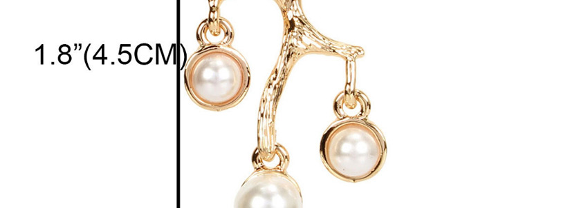 Fashion Golden Geometric Earrings With Pearl Branches And Alloy,Drop Earrings