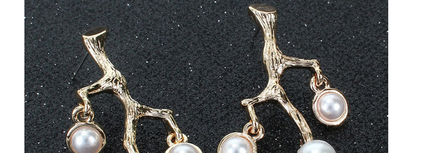 Fashion Golden Geometric Earrings With Pearl Branches And Alloy,Drop Earrings