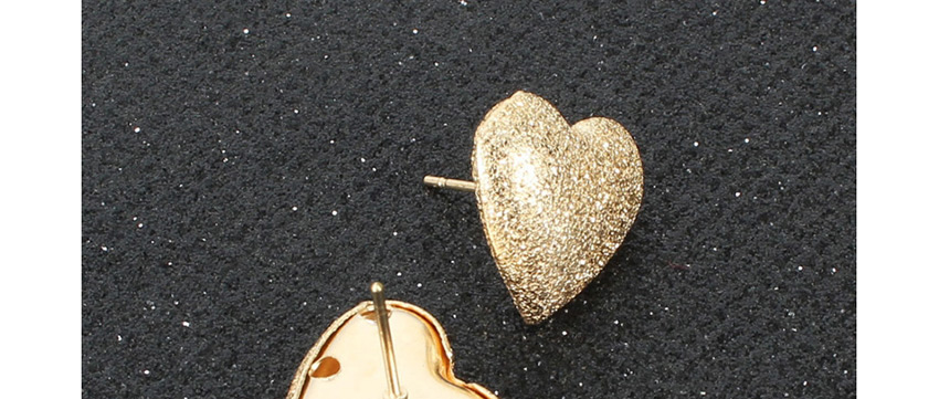 Fashion Golden Love Alloy Frosted Earrings,Stud Earrings
