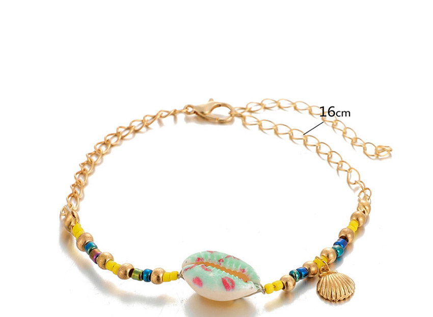Fashion Green Beaded Alloy Shell Hit Color Anklet,Fashion Anklets