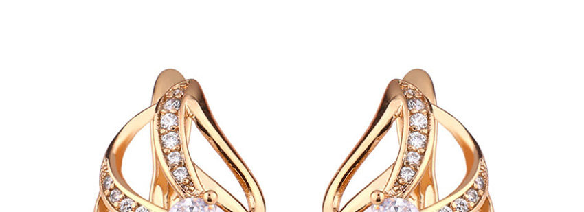 Fashion Golden Zircon Leaf Hollow Alloy Hypoallergenic Earrings,Earrings