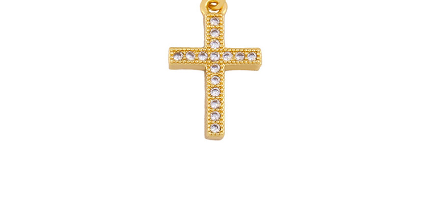 Fashion Color 18k Gold Plated Necklace With Zircon Cross Copper Plating,Necklaces