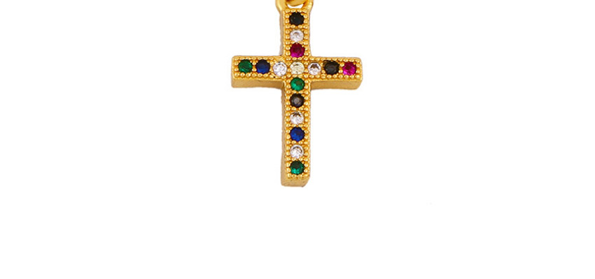Fashion Color 18k Gold Plated Necklace With Zircon Cross Copper Plating,Necklaces