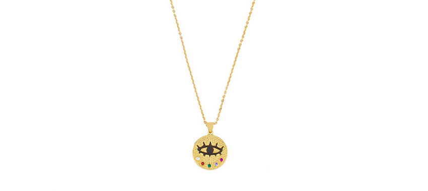 Fashion Eye 18k Gold Plated Copper Necklace With Diamond Eyes,Necklaces