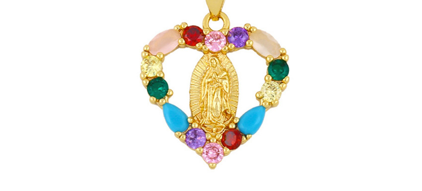 Fashion Oval Love Geometric Diamond Hollow Virgin Mary Necklace,Necklaces