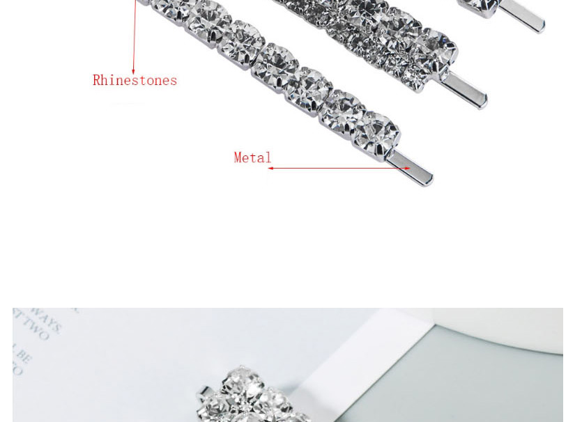 Fashion Silvery Full Diamond Hairpin Three Piece,Hairpins