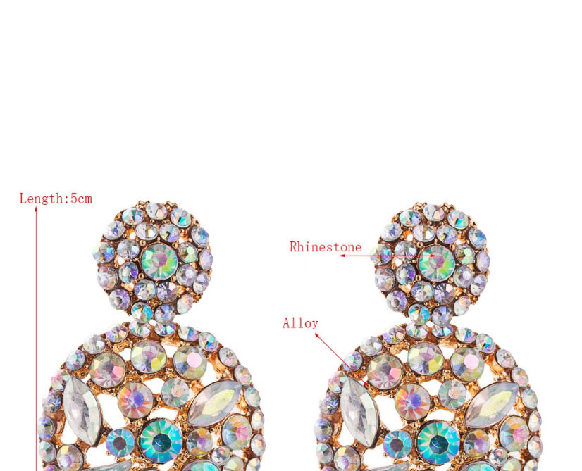 Fashion Golden Hollow Round Alloy Ab Color Diamond Earring,Drop Earrings