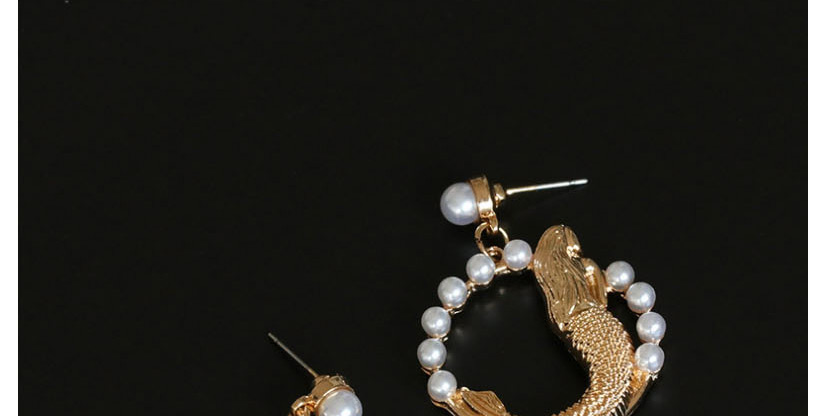 Fashion Golden Big Fish Pearl Ear Studs,Drop Earrings