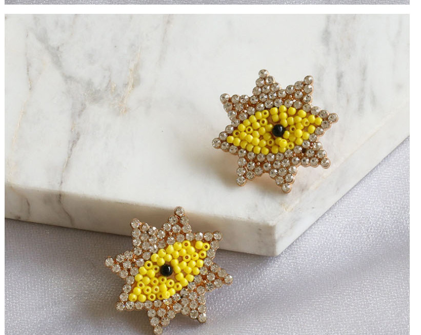 Fashion Yellow Star Eyed Diamond Earrings,Stud Earrings
