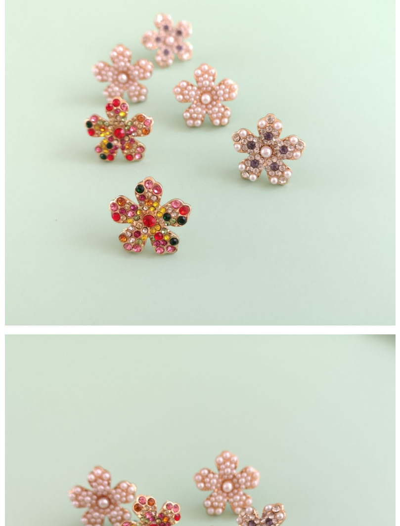 Fashion Colour Flower Diamond Alloy Earrings,Stud Earrings