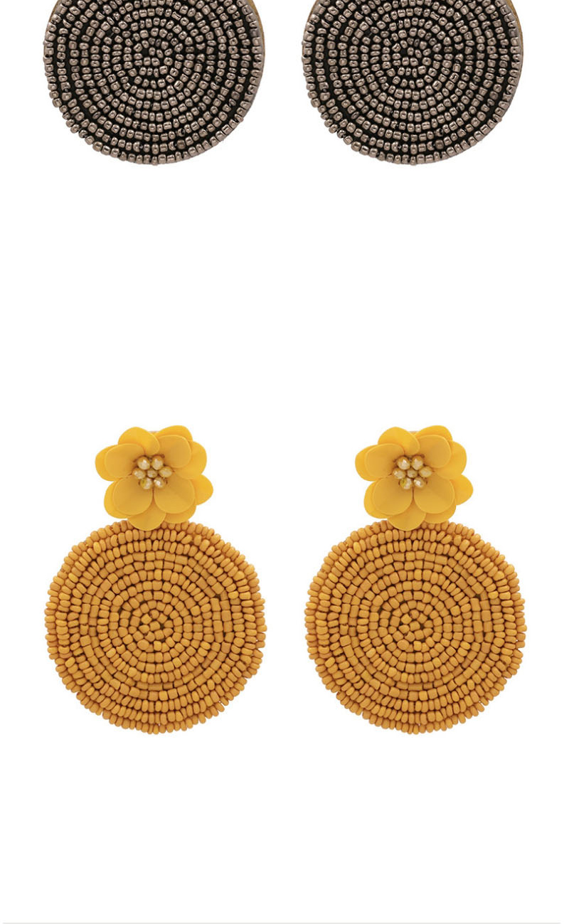 Fashion Silvery Handmade Beads For Weaving Flowers With Geometric Round Earrings,Stud Earrings