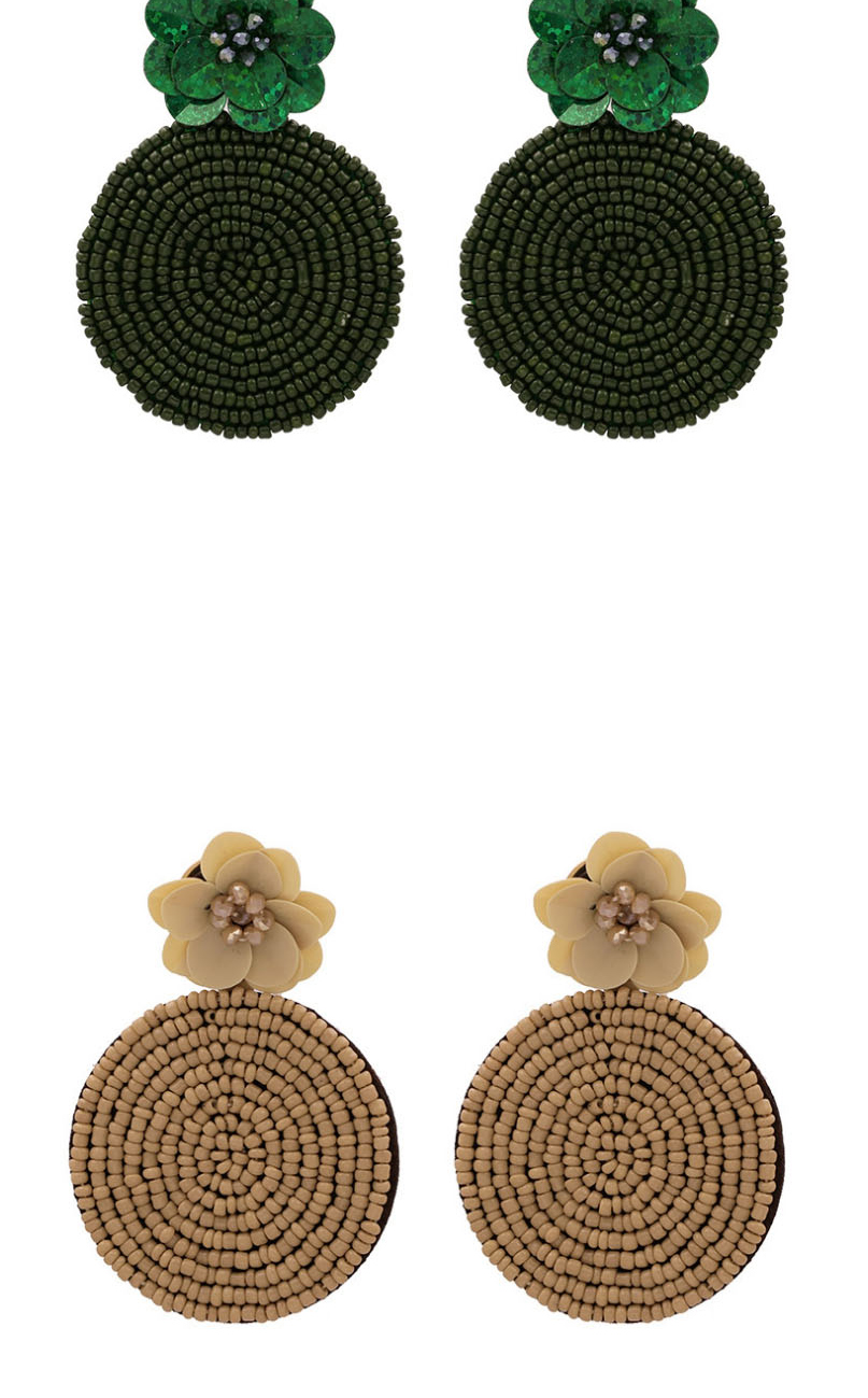 Fashion Green Handmade Beads For Weaving Flowers With Geometric Round Earrings,Stud Earrings