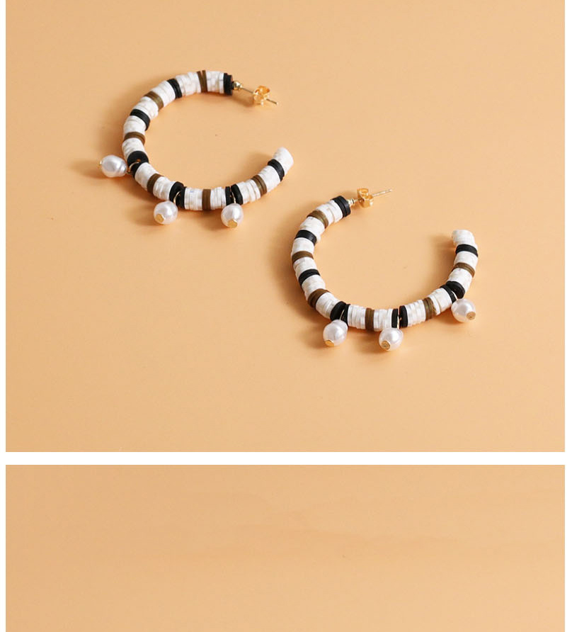 Fashion Rice Brown C Shaped Beads: Handmade Big Ring Pearl Earrings,Hoop Earrings