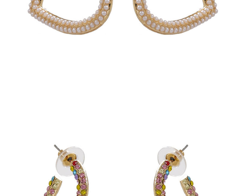 Fashion Colour Full Of Pearl Alloy Earrings,Hoop Earrings