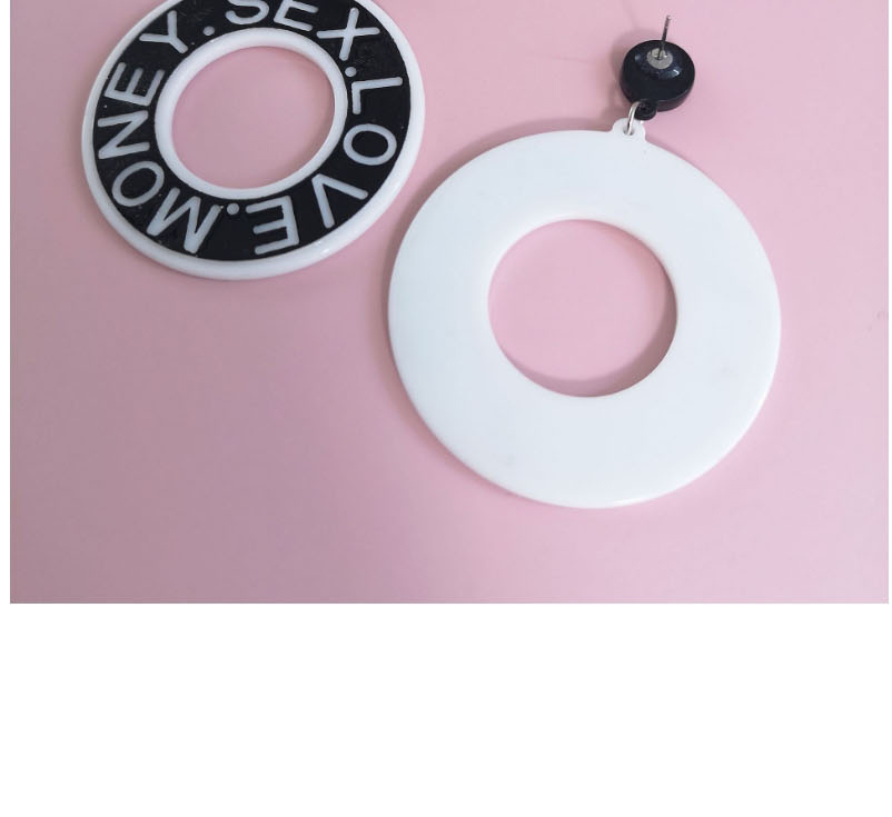 Fashion White Geometric Circular English Letter Hollow Alloy Earrings,Drop Earrings