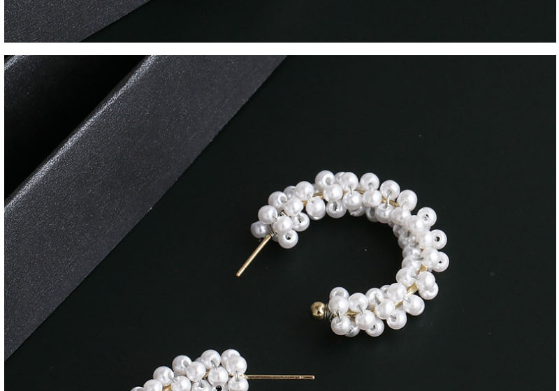 Fashion White C Shape Pearl Geometric Ear Studs,Hoop Earrings