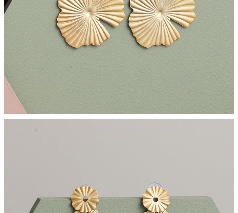 Fashion Golden Metal Lotus Leaf Flowers Irregular Ear Studs,Drop Earrings