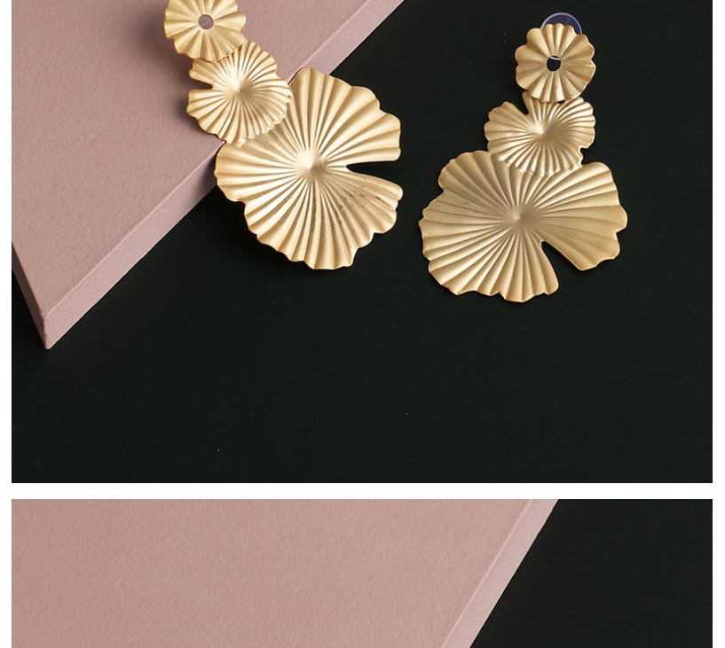 Fashion Golden Metal Lotus Leaf Flowers Irregular Ear Studs,Drop Earrings