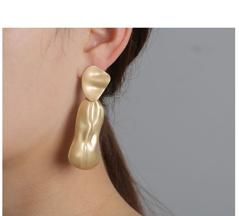 Fashion Golden Alloy Geometric Irregular Concave Convex Ear Studs,Drop Earrings