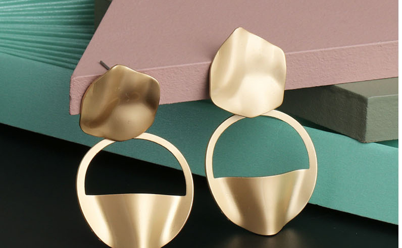 Fashion Golden Alloy Geometric Concave Convex Stud Earnail,Drop Earrings
