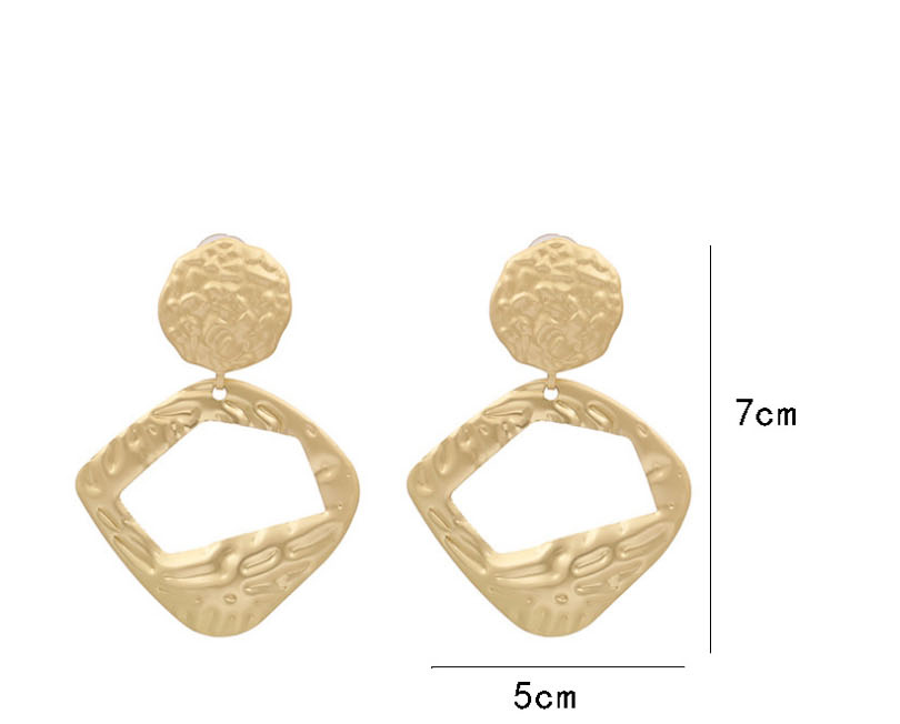 Fashion Golden Geometric Irregular Concave Convex Hollow Alloy Earrings,Drop Earrings