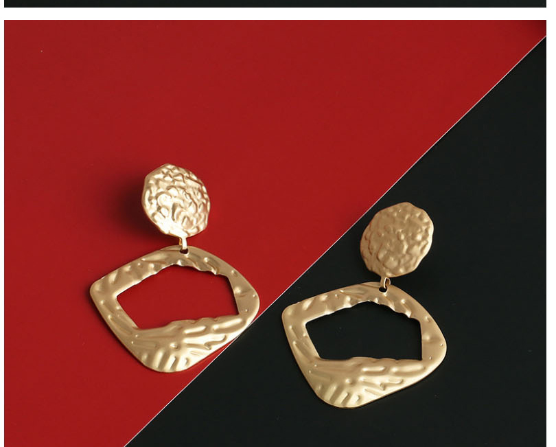 Fashion Golden Geometric Irregular Concave Convex Hollow Alloy Earrings,Drop Earrings