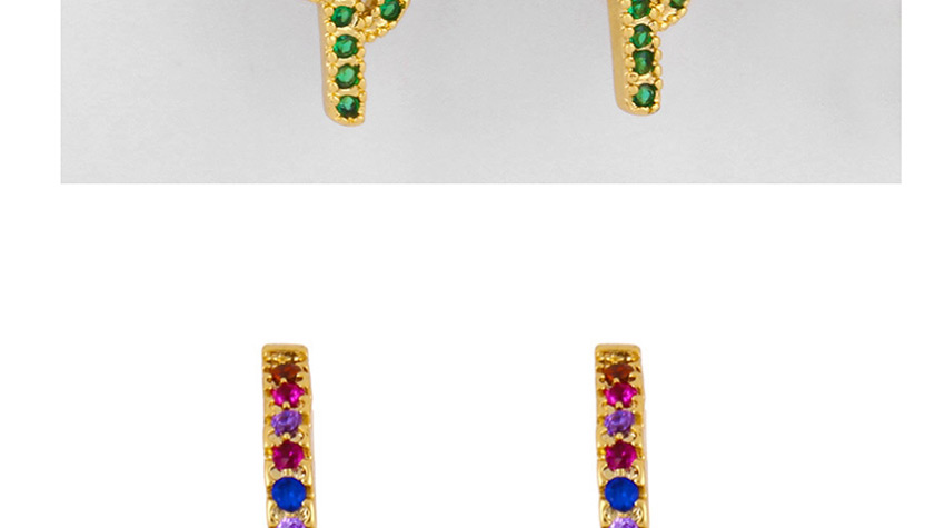 Fashion Cactus Cactus Cross With Colorful Diamond Geometric Earrings,Earrings