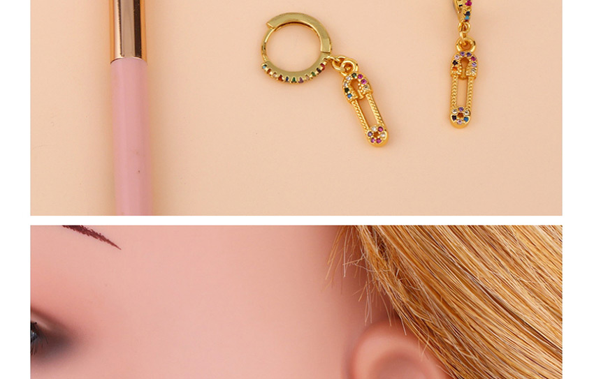 Fashion Pin Brooch With Diamonds And Geometric Cutout Earrings,Earrings