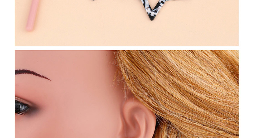 Fashion Beige Acetate Plate Geometric Pentagram Leopard Earrings,Earrings