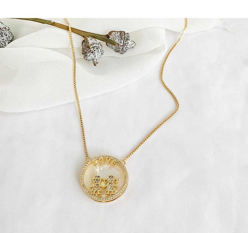 Fashion Golden Copper And Zircon Shell Boy And Girl Necklace,Necklaces