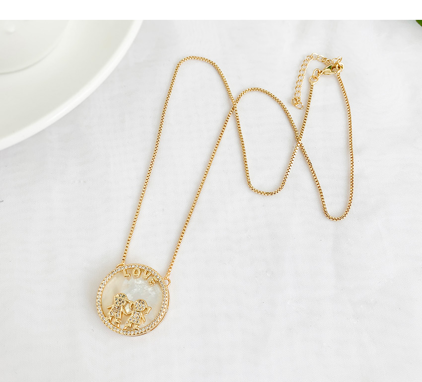 Fashion Golden Copper And Zircon Shell Boy And Girl Necklace,Necklaces