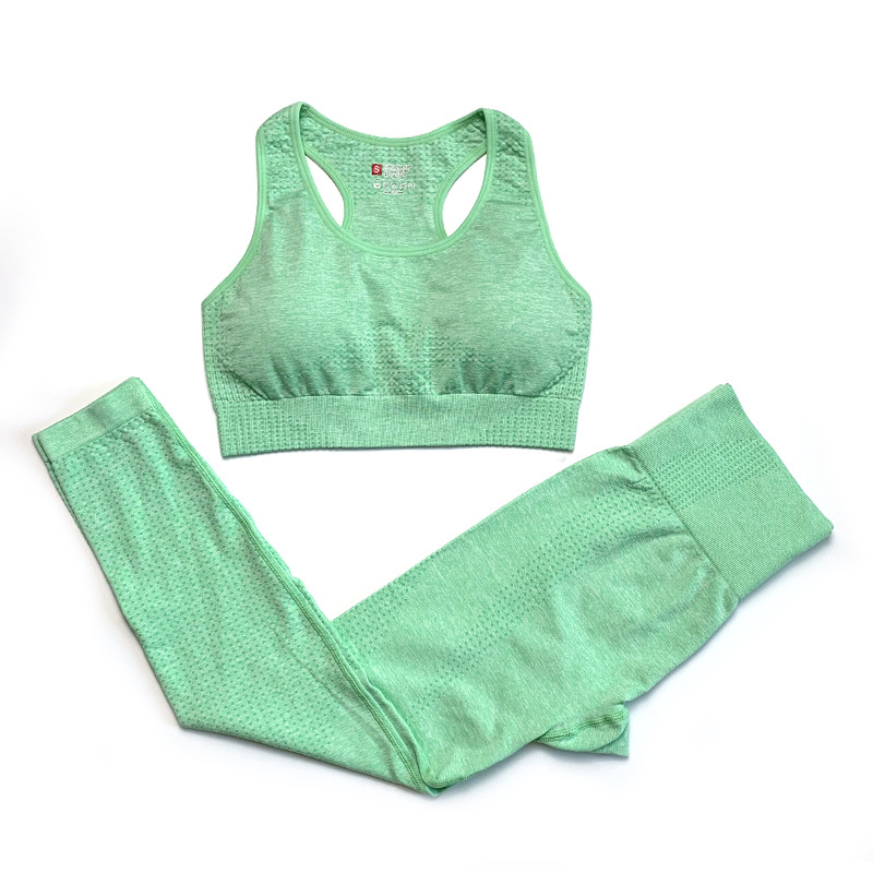 Fashion Grey Green High Waist Seamless Tights: Sports Bra Two Suits,ACTIVEWEAR