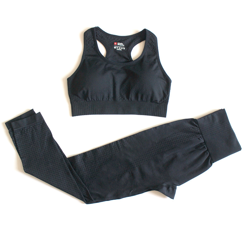Fashion Black Sports Bra High Waist Seamless Yoga Pants Suit,ACTIVEWEAR