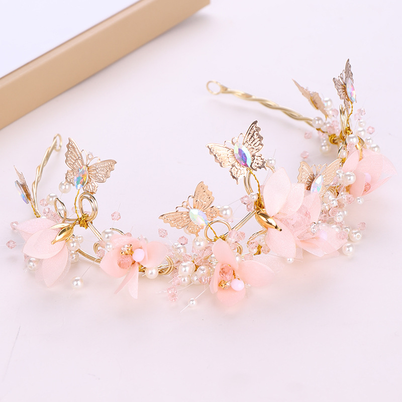 Fashion Pink Alloy Butterfly Flower Hoop,Head Band