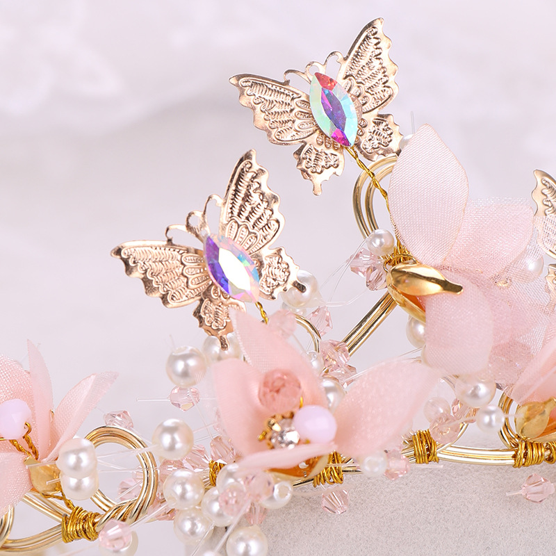 Fashion Pink Alloy Butterfly Flower Hoop,Head Band