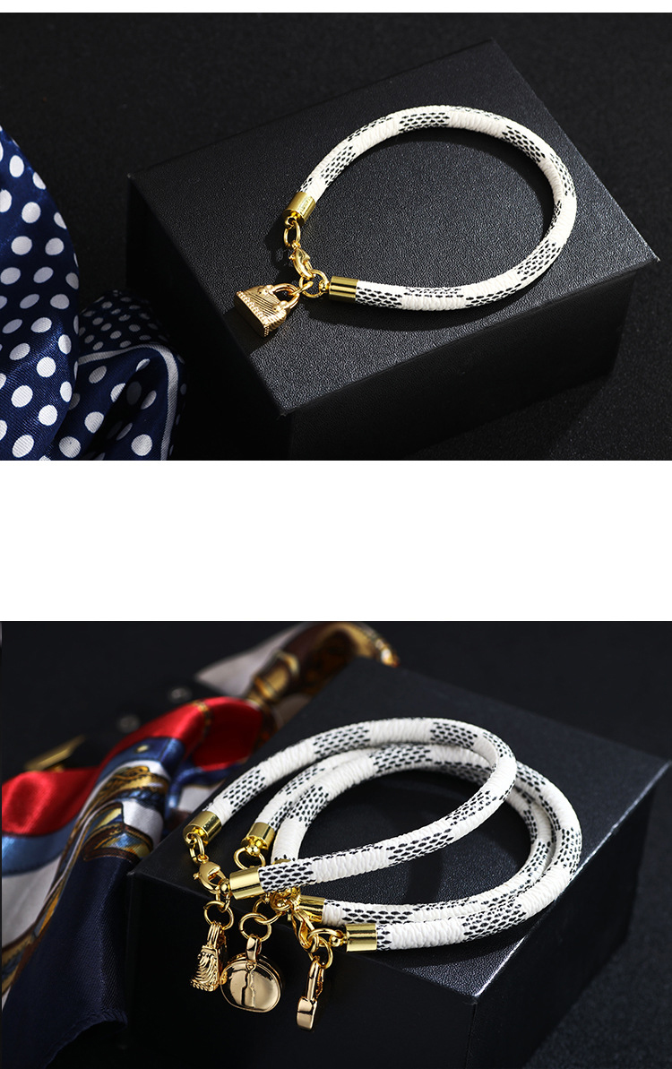 Fashion Brown Stripe Bag Pendant Plated Genuine Gold Bracelet,Fashion Bracelets