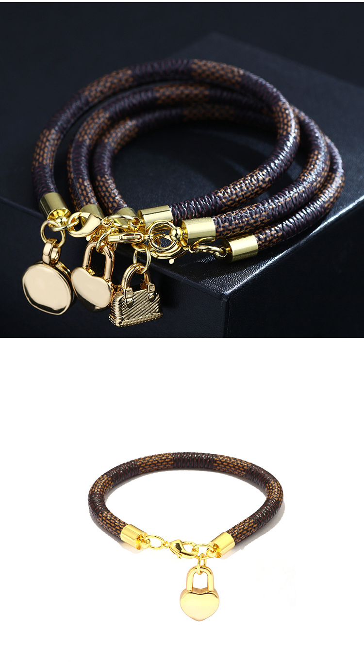 Fashion Black Stripe Peach Pendant Plated Genuine Gold Bracelet,Fashion Bracelets