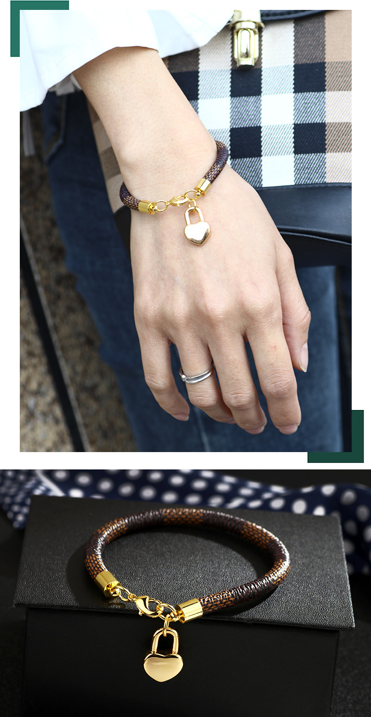 Fashion Brown Stripe Peach Pendant Plated Genuine Gold Bracelet,Fashion Bracelets