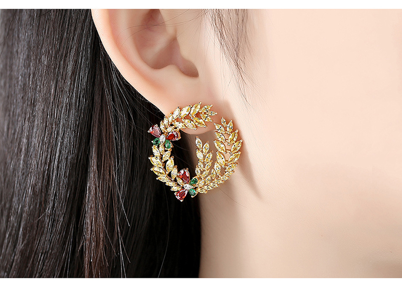 Fashion Platinum Copper Bonded Zircon Ear Earrings,Earrings