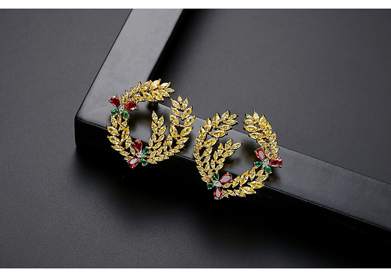 Fashion 18k Gold Copper Bonded Zircon Ear Earrings,Earrings