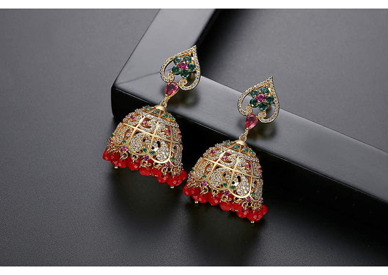 Fashion 18k Gold Copper Inlaid With Zircon: Hollow Flowers: Tassels,Earrings